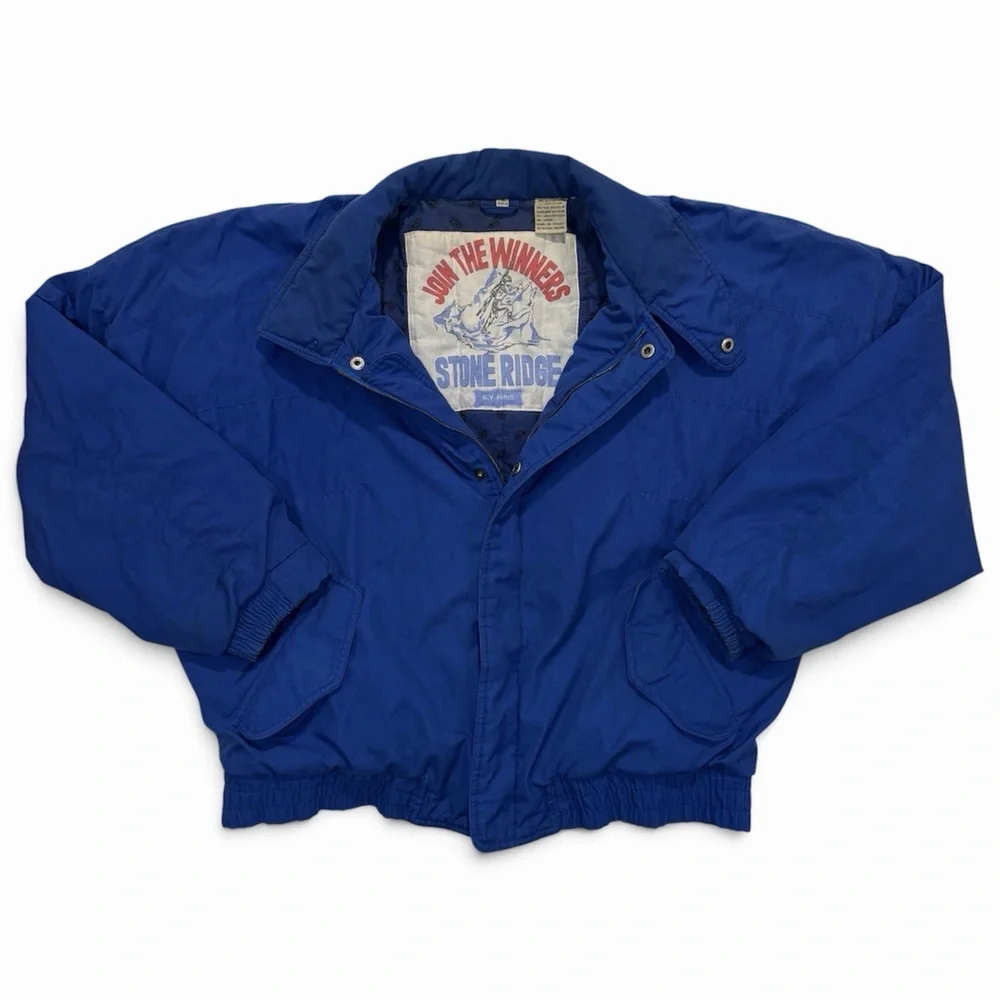 Vintage 80s Blue Stone Ridge N.Y. Paris Bomber Ski Jacket Sz XL Join The Winners
